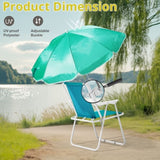 Folding Beach Chair with Umbrella Adults, Lightweight Porable Camping Chair with 265lbs Capacity 85132895