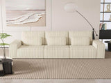 Modern Corduroy 3-Seater Sofa with 3 Throw Pillows, Deep Seat Couch with Soft Ribbed Upholstery and 72564124