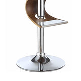 Walnut and Chrome S-Shaped Adjustable Bar Stool B062P153511