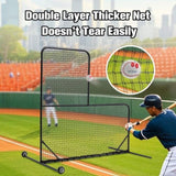 L-Shaped Baseball Net for Batting Cages, Baseball Pitching Net with Wheels - 84''H x 84''W, with 14458795