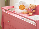 Pink painted MDF wood, three-drawer children's bed, 90.5*58*92cm, with safety belt and changing 87456893