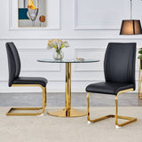 ZUN Luxury Simple Arch Chair - Set of 2 BLACK PU Material High Resilience Dining Chair with Arched Metal W1151P154874