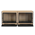 ZUN Dog Crate Furniture with Two Combined Room, XL Double Dog Cage Furniture with Tray for Medium W420P207590