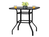 Wrought Iron Glass High Bar Table Patio Bar Table Black 70228562