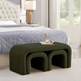 Set of 3 U-Shaped Modern Bench Teddy Ottoman Bench for Entryway, Bedroom End of Bed, Set of 3 Small W2186P282495