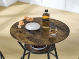 3-Piece Bar Table Set,Round Height Table and PU Upholstered Stools with Backrest, Industrial 49003500