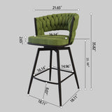 ZUN 26" Bar Chair Linen Woven Bar Stool Set of 2,Black legs Barstools No Adjustable Kitchen Island 80680891