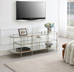 ZUN ACME Zaba TV Stand, Glass & Champagne Finish LV02759