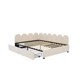 Full Size Upholstered Daybed with 2 Drawers, Velvet Sofabed with Soft Fabric Headboard, No N733P194901A