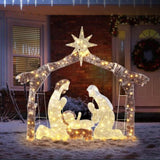 6ft Brown Roof 190LED Lights Nativity Scene Garden Jesus Decoration 09152925