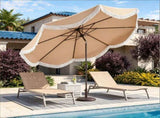 10 ft Boho Patio Umbrella with Tassel Fringe, 30&deg Tilt Outdoor Market Umbrella with Crank & Vent, 80711897