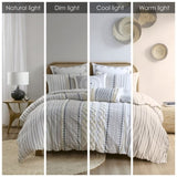King/Cal King Cotton Printed Duvet Cover Set with Chenille B03596528