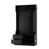 Hall Tree with 6 Hooks,Coat Hanger, Entryway Bench, Storage Bench,for Entrance, Hallwa,black W1321P190220