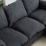 Convertible Combination Sofa Sofa L-Shaped Sofa with Footstools with Storage, Blue Sofa for Living W2012P253356