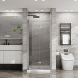 Goodyo 34"x 72" Bifold Frameless Glass Shower Door 1/4 inch Tempered Clear Glass Pivot Swing Shower D163102094