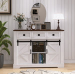 ZUN Farmhouse Buffet Cabinet with Storage and Sliding Door,Sideboard with 3 Drawers, 2 Doors Adjustable W760P214394