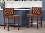 30.5 Inch Seat Height Bar Stool, Light Brown PU Upholstery with Back & Metal Footrest, Counter Stool 70678.00PUCOGN