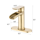 Waterfall Bathroom Faucet Single Handle Bathroom Sink Faucets 1 or 3 Hole Solid Vanity Faucet with W1224P227673