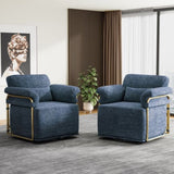 360 Degree Square Swivel Accent Sofa Chair,Fluffy Fabric Lounge Wide Upholstered Reading Chair with W2012P319079