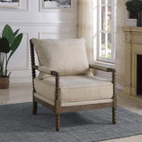 Beige and Natural Removable Back Accent Chair B062P145434