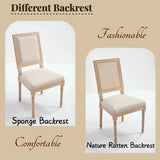 French Country Dining Chairs Set of 2, Upholstered Chairs with Square Back, Wire drawing and carving W3426P324534