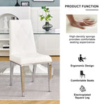 ZUN Modern simple light luxury dining chair White chair Home bedroom stool back PU electroplated chair W210122521