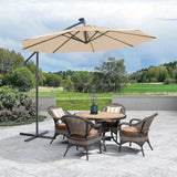 ZUN 10 FT Solar LED Patio Outdoor Umbrella Hanging Cantilever Umbrella Offset Umbrella Easy Open 84132735