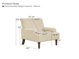 Modern Accent Chair with 3.5cmW Wide Wale Corduroy, 9" Solid Wood Legs, Comfortable Upholstered 91877293