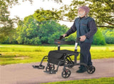 Foldable Rollator Walker with 8" Wheels Handbrake Storage Bag Cane Holder for Seniors & 64661488