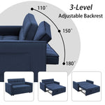 ZUN Stylish blue Pull-Out Sofa Bed with Woven Polyester Fabric & Solid Wood Frame W2297P211264