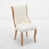 Snow Velvet Dining Chairs, Mid-Century Style with Curved Wood Trim & Sculpted Legs, Upholstered W1143P332691