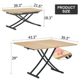 Modern minimalist multifunctional lift table with 0.8-inch MFC tabletop and black metal legs, can be W1151P149702