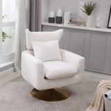 Classic Mid-Century 360-degree Swivel Accent Chair, White Teddy Fabric W1361104579