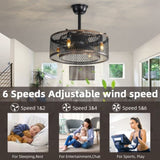 ZUN 20 inch Caged Ceiling Fan with Lights 47063397