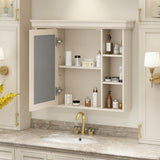 35'' x 28'' Blue Wall Mounted Bathroom Storage with Mirror Door, Modern Bathroom Wall WF323692AAY