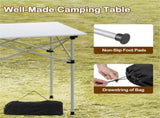 Silver 28" Foldable Camping Table with Aluminum Top, 150 lbs Capacity Portable Picnic Table with 59291166