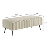 Mavela Wide Wale Corduroy Upholstery Bench, Cream T2574P243218