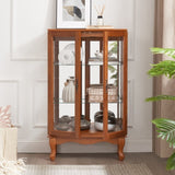 2 Doors Curio Cabinet with Tempered Glass Doors, Curio Cabinets with Mirrored Back Panel and W2275P177197