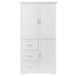 ZUN Tall and Wide Storage Cabinet with Doors for Bathroom/Office, Three Drawers, White 17634715