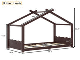 Twin House Floor Bed with Support Slats, Solid Wood House Bed Frame for Kids, No Box Spring Needed W1580P387837