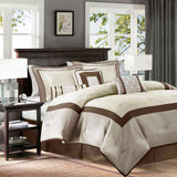 7 Piece Comforter Set Taupe/Brown Queen B03597132