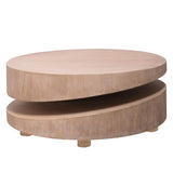 Modern Round Wood Coffee Table 31.3" Natural Finish Accent Table for Living Room W2729P270755