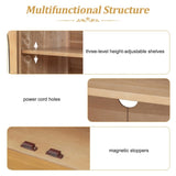 4-Door Large Storage Sideboard Buffet Cabinet with Glass Doors, Arched Cabinet with Adjustable 40712031