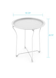 ZUN Round Metal Tray End Side Table, Removable Tray Outdoor & Indoor Drink, Snack, Coffee Table, B06481269