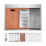 28 x 22 Drop In Stainless Steel Workstation 28 Inch 18-Gauge Stainless Steel Drop-In Kitchen W1386P314082