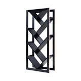 ZUN Abstract Bookcase with Seven V-Shape Shelves, Black & Faux Gold Trim B107130910
