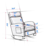 Chenille Upholstered Rocking Chair with Metal Legs and Side Storage Pocket Modern Comfort & 60836543