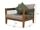 Acacia Wood Outdoor Club Chair with Handwoven Rope Accents & Curved Backrest - Water-Resistant Boho N767P265743E