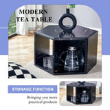 Hexagonal MDF coffee table, black marble pattern stickers, multi-hole design to give more storage W1512P348809
