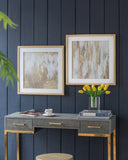 20.8x20.8x1.2" Framed Gold and Gray Wall Art with Glass Cover, Set of 2 W2078P313347